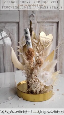 NEWLY WEDS COUPLE GIFTS Geldgeschenk zur Hochzeit  Geschenkschachtel für Geld Geldgeschenk zur Hochzeit mit Strauß aus Trockenblumen personalisiert15