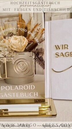 HOCHZEITS-GÄSTEBÜCHER Hochzeitsgästebuch Hochzeitsfoto-Gästebuch Polaroid Gold Acrylic Hochzeitsgästebuch Personalisiertes Schilderset Samtweißes Sofort-Fotobuch Boho Elegant Instax Hochzeitsfoto-Gästebuch12