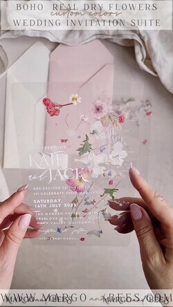 HOCHZEITS EINLADUNGEN Plexiglas Acrylspiegel Blush Pink Klarsicht-Echte Blumen Hochzeitskarten, Elegante Garten Pampasgras Hochzeitskarten, Samt transparente Hochzeitsanfragen, Hochzeits Einladungssuite18