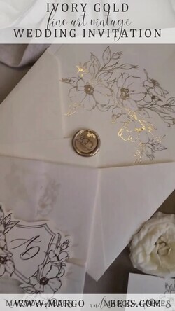 WEDDING INVITATIONS whimsical boho invites Vintage Floral Crest Monogram Blush Wedding Invitation with chiffon torn bow,  French Provence Garden Elegant Floral Wedding Invitation suite Deckled Torn edges , Elegant Toile de Jouy & Baroque Invitation set 22