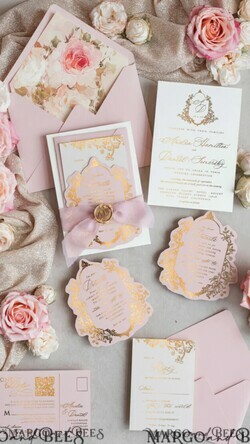 WEDDING INVITATIONS Vintage Baroque Vintage Baroque Wedding Invitation suite  Beige Golden Fine art Roses Wedding Invitations with rsvp Victorian wedding crest Chinoiserie Invites Royal Ornamental frame15