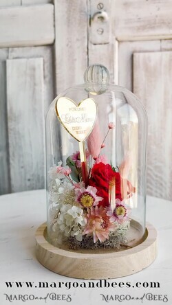 Geschenke zum Muttertag Glaskuppel mit Trockenblumen Glaskuppel mit Trockenblumen & Rose – Geschenkidee zum Muttertag6