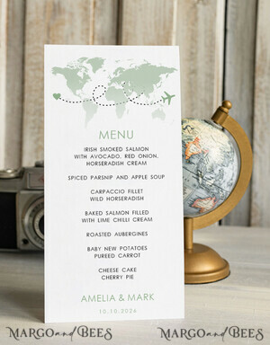  Strand Reisepass einfache Hochzeitsmenü, Hochzeitsprogramm Dinner, Elegantes Zielmenü, Personalisierte Hochzeitsdekoration