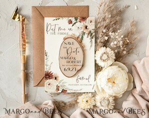  rustic boho magnets Wedding Save The Date Card and wooden slice Magnet, craft Save Our Date wood slice Magnets, Boho save our dates Cards wooden Magnets Cards, boho wedding save the date cards and slice magnets