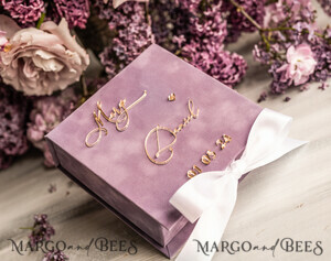 RING BEARER BOXES & PILLOWS Velvet ring box for wedding ceremony Ring Box for Wedding Ceremony 3 rings, Blush Pink Golden velvet Wedding Ring Box for ceremony, Boho Glam Wedding Ring Boxes his hers, Luxury Velvet Ring box double Custom Colors