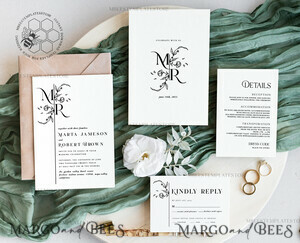  wedding invitation download Floral Monogram wedding Invitations Set Template, Instant Download Printable Invites Home Printing, Floral Wedding Invitation Card