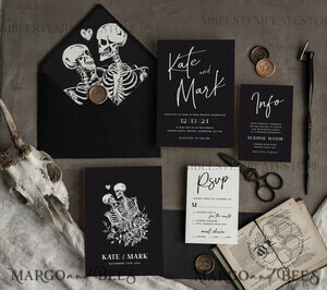  wedding invitation download Black wedding invitation template, Instant download tarot Wedding Invites, Goth Wedding Invitation Printable Template, skeleton invites
