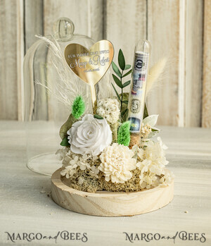  Geldgeschenk zur Hochzeit  Geschenkschachtel für Geld Geldgeschenk zur Hochzeit mit Strauß aus Trockenblumen personalisiert