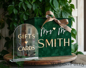  velvet card boxes Gift Card Box & arch Sign Set , Velvet green wedding wishing well money gift card box, Personalized Wedding Card Box, Greenery Luxury Card Box, Wedding Card Box with Lid, Emerald Wedding Money Box, Garden Wedding Card Box