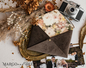  envelopes for photos Packaging for Wedding and Family Photographers, Customized velvet Envelope for Photos with floral liner, velvet Case Prints 5x7