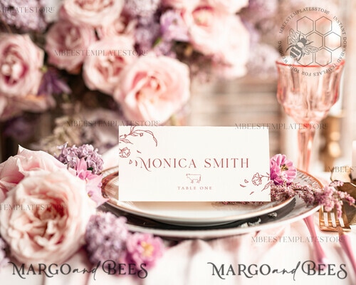 Modern escort card template, TENTED Place Cards editable, Instant ...