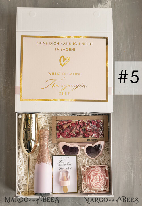 Trauzeugin Geschenkset Mit Karte & Trockenblumen | Personalisierte Brautjungfer Einladung