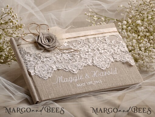 WEDDING GUEST BOOKS Rustic Burlap Linen PhotoBook Presonalised Wedding Guest Book, Rustic Instant Photo Book  Burlap  Instax Wedding Photo Guestbook