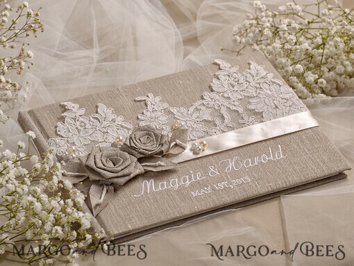 WEDDING GUEST BOOKS Rustic Burlap Linen PhotoBook Burlap Vintage Wedding Album Rustic Linen Photo Booth Book