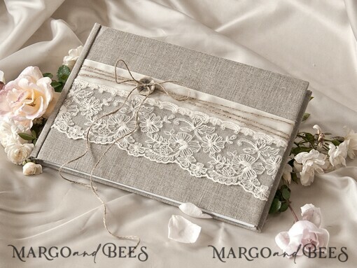 WEDDING GUEST BOOKS Rustic Burlap Linen PhotoBook Vintage Rustic Instant Photo Book Boho Burlap Instax Wedding Photo Guestbook