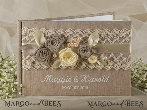 WEDDING GUEST BOOKS Rustic Burlap Linen PhotoBook Wedding guestbook for polaroids, Vintage Rustic Instant Photo Book Boho Burlap Instax Wedding Photo Guestbook