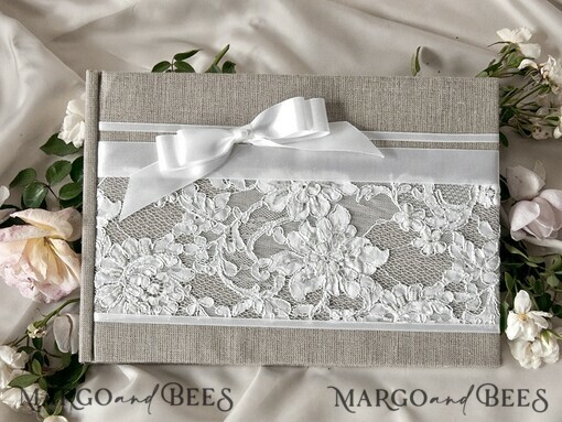 WEDDING GUEST BOOKS Rustic Burlap Linen PhotoBook Burlap Vintage Wedding Album Rustic Linen Photo Booth Book