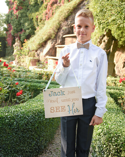 Monogrammed boy ties, personalized ring bearer wedding attire