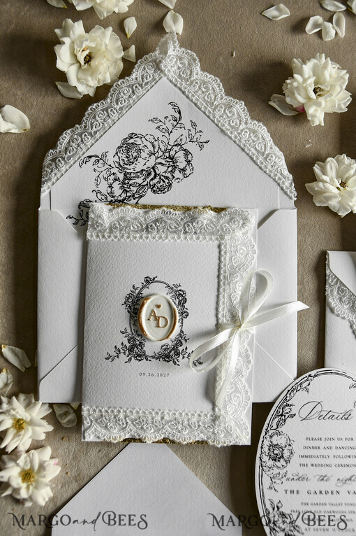 WEDDING INVITATIONS vintage Spitze / rustikale Spitze 