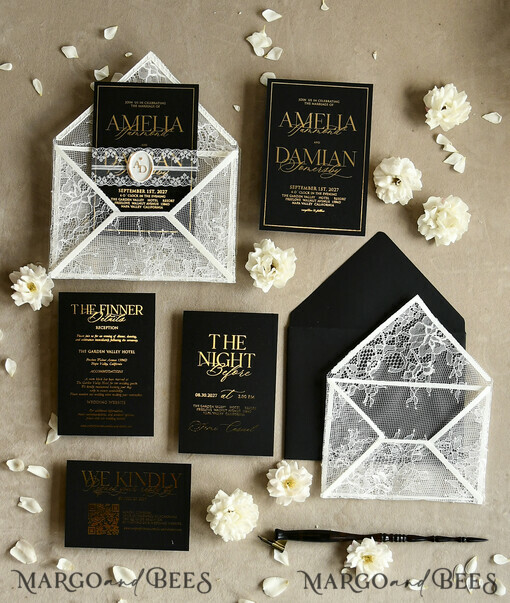 WEDDING INVITATIONS vintage Spitze / rustikale Spitze 