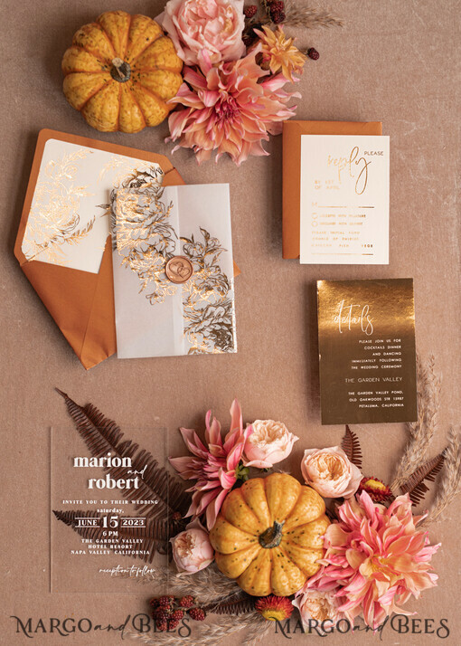 WEDDING INVITATIONS gold / rose gold / silver / glitter Acrylic Wedding invitation suite, Boho Glam Wedding Invitations, Golden Shine Wedding Invitates, Elegant Gold Wedding Cards
