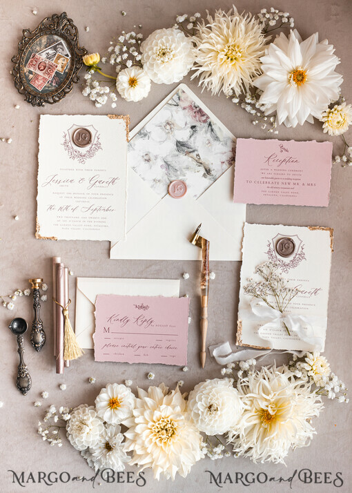 WEDDING INVITATIONS modern calligraphy / fine art Fine Art Blush Wedding Invitation, Real Baby Breth Floral Wedding Invitation, French Provence Invitation suite, Gypsophila wedding invitation suite, Deckled Edge Invites, Torn Edge Wedding Invitations golden, Fine Art Wedding Invitation Suite