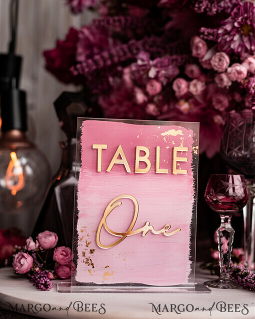 Pale Pink Ombre Mauve Acrylic Table Numbers Dusty Rose Acrylic