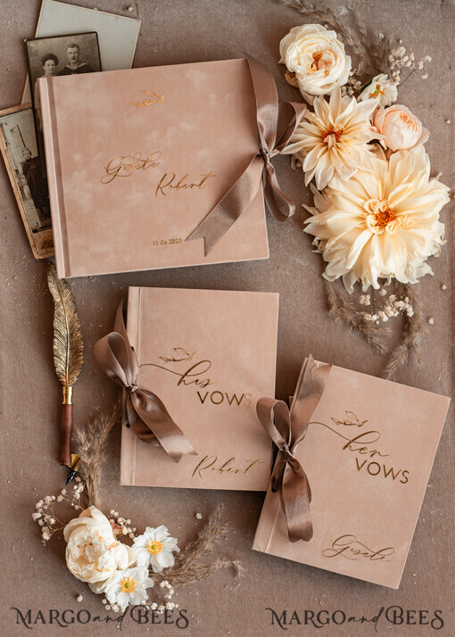 Bride and groom vow books, wedding vow books set of two