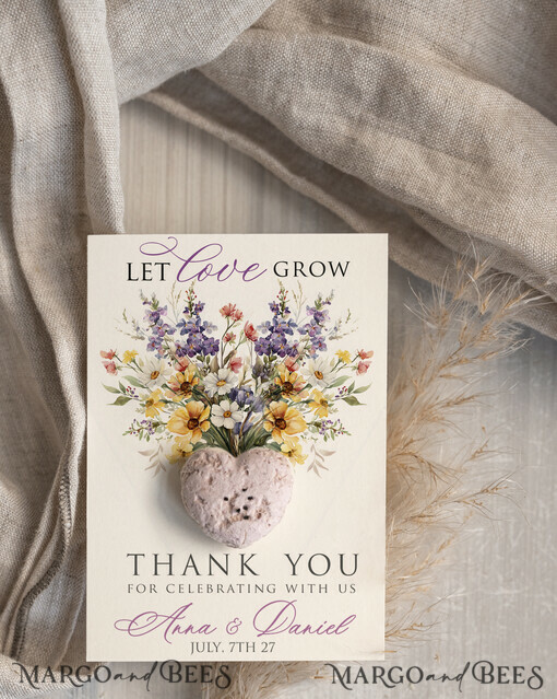 WEDDING FAVORS  Seeds of Love Wedding Favor gifts in bulk Personalized Seed Card With Plantable Seed Paper. Wildflower Seed Paper. Thank you gifts for guests