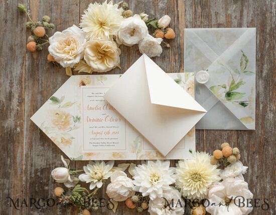 Wedding Invitations Floral Boho Watercolor