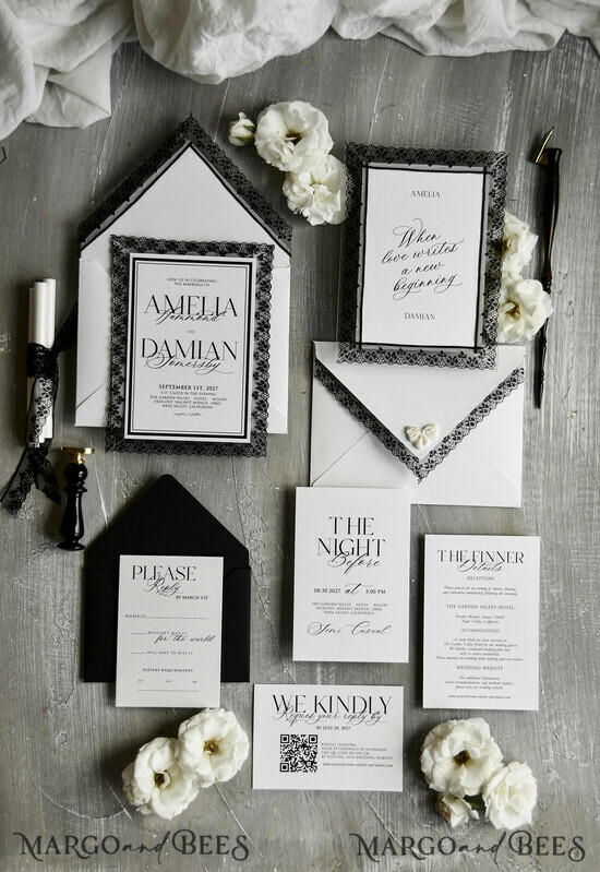 WEDDING INVITATIONS vintage lace/ rustic lace  03/laceD/z