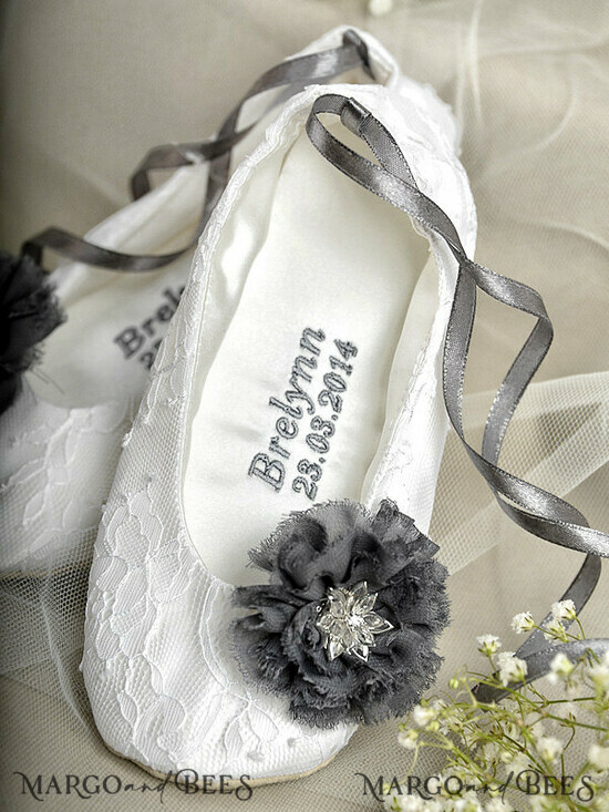 Satin flower cheap girl shoes
