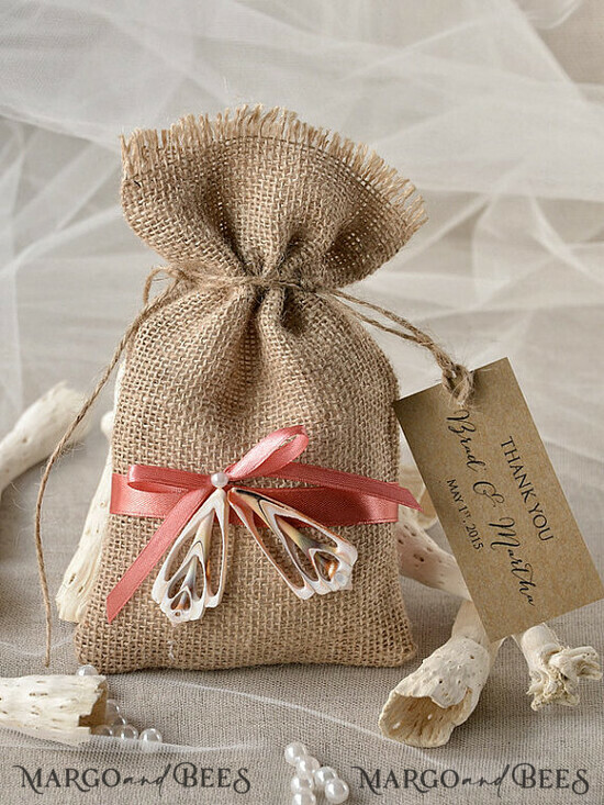 Burlap party favor bags on sale