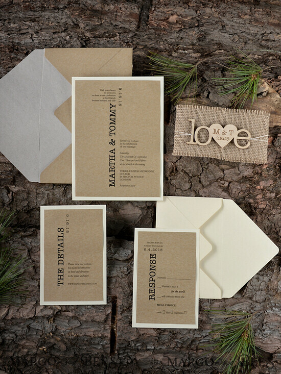 WEDDING INVITATIONS forest / Mountains / woodland theme Elegant Wedding invitations, country barn stationery 39/wood/z