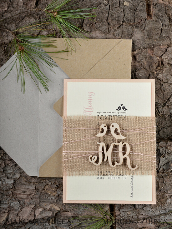 WEDDING INVITATIONS forest / Mountains / woodland theme Wedding invitations custom colors, rustic barn invites 41/wood/z