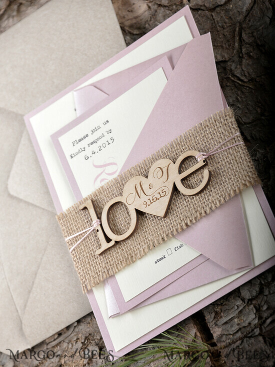 WEDDING INVITATIONS forest / Mountains / woodland theme Wedding invitations cards, rustic wood stationery 44/wood/z