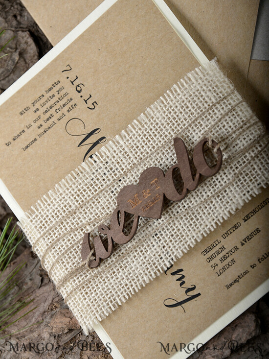 WEDDING INVITATIONS forest / Mountains / woodland theme Elegant Wedding invitations, rustic barn invites 45/wood/z