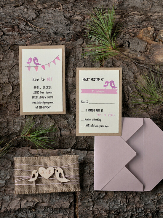 WEDDING INVITATIONS forest / Mountains / woodland theme Personalised wedding invitation, wooden invites 52/wood/z