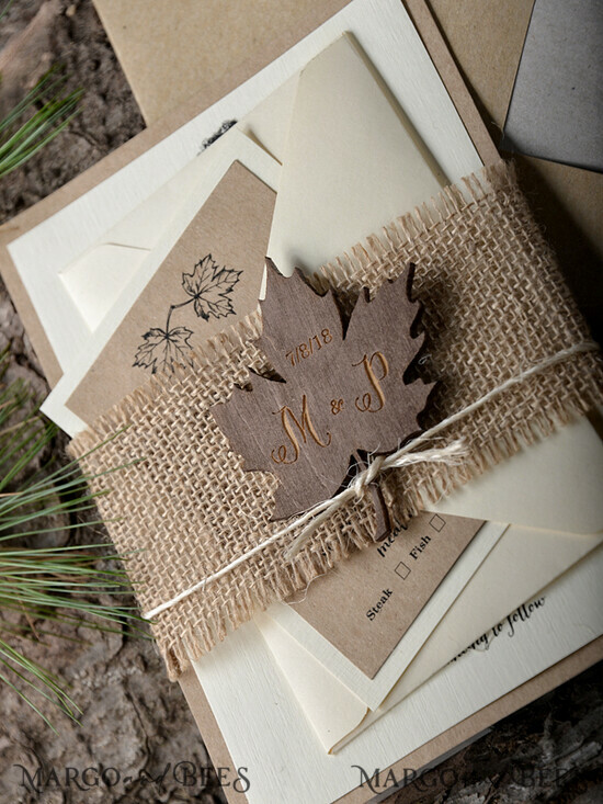 WEDDING INVITATIONS forest / Mountains / woodland theme Stunning wedding invitations, natural rustic stationery 54/wood/z