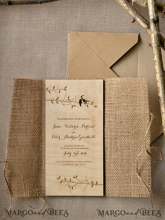 WEDDING INVITATIONS forest / Mountains / woodland theme forest wooden stationery 60/Woodcut/z