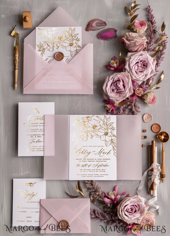 WEDDING INVITATIONS gold / rose gold / silver / glitter Bespoke Minimalistic Wedding Invitation Suite, Romantic Blush Pink Wedding Cards, Glamour Gold Foil Wedding Invitations, Luxury Wedding Stationery 01/kalwlam/z