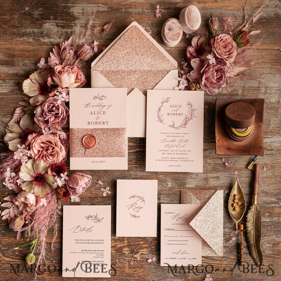 WEDDING INVITATIONS gold / rose gold / silver / glitter Rose Gold Wedding invitations UK, Luxury Glitter Wedding Invitations • Glamour Wedding Invitation Suite • Bluh Pink  Luxury  Wedding Cards 01/glitbn/z