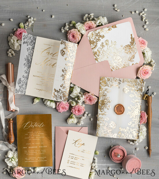 Details about   Silver Glitter Blush Pink and White Wedding Invitation,Evening Invitation,... 