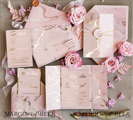 WEDDING INVITATIONS gold / rose gold / silver / glitter Personalised  Marble Wedding invitations, Luxury  Gold Foil Wedding Invitation set, Blush Pink Marble Glamour Wedding Invitation Suite, Luxury  Wedding Cards blush Pink Marble 05/goldmar/z