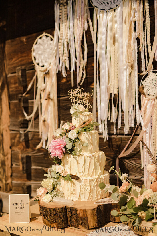 CAKE TOPPER wood cake topper, wooden cake topper 01/bohoF/CT