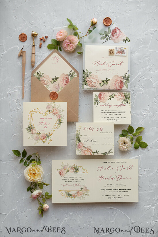 Floral wedding invitations, floral wedding accessories, floral wedding  stationery, calligraphy, rose wedding invitations, rose card, rose, roses