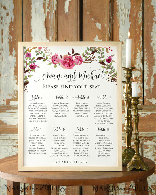 TABLE PLANS AND WEDDING WELCOME SIGNS watercolor table plan 6/Boho/PL