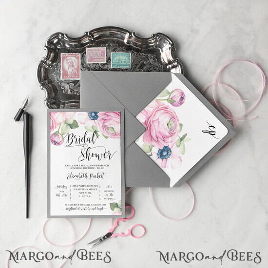 BRIDAL SHOWER INVITATIONS watercolor elegant 002/BCCr/BS