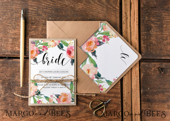 BRIDAL SHOWER INVITATIONS watercolor blossom 12/Bhk/BS