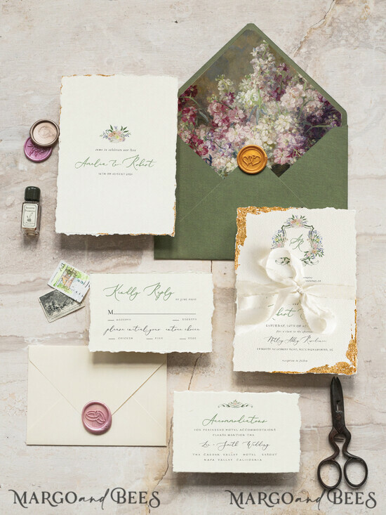 HOCHZEITS EINLADUNGEN moderne Kalligraphie / feine Kunst Feine Kunst Elfenbein Gold Hochzeitskarte, Blumige Hochzeitskarte, Toskana Italienische Einladungssuite, Kranz Monogramm Hochzeitskarte Suite, Ausgefranstes Edge Einladungen, Gerissene Kante Hochzeitskarten golden, Feine Kunst Hochzeitskarten Suite, Ausgefranstes Edge Papier 21/DEsu/z